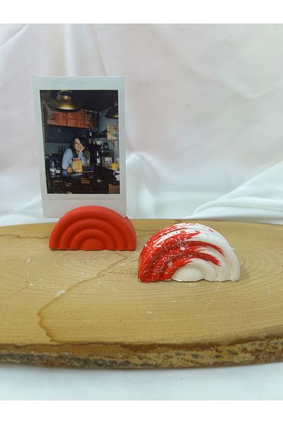 Melouro Red Design Rainbow 2-Piece Photo and Card Holder Set, Note Holder, Note Name Holder Set