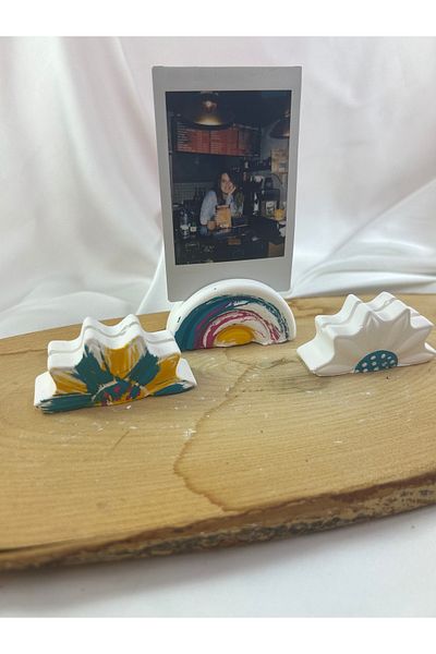 Melouro Space Blue Daisy and Rainbow Set of 3 - Photo and Card Holder, Note Holder and Name Holder
