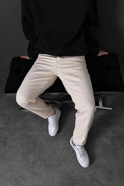Slatra Ανδρικό μπεζ βαμβακερό Boyfriend Fit Jean