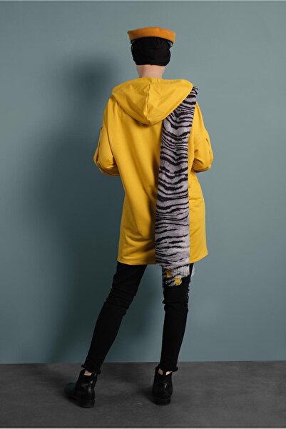 TRENDTESETTÜR Women's Yellow Text Detailed Tracksuit Tunic - 277