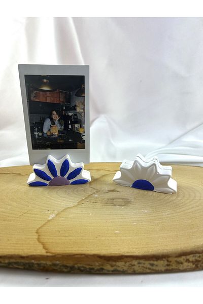 Melouro Navy Blue Design Daisy Set of 2 Photo and Card Holder, Note Holder, Note Holder, Wedding Name Holder