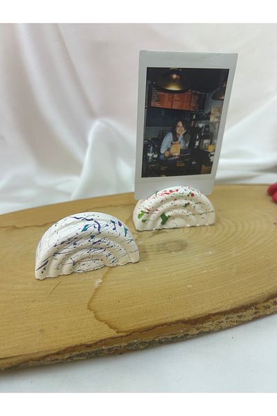 Melouro Colorful Splatter Rainbow Set of 2 Photo and Card Holder, Note Holder, Note Holder Set
