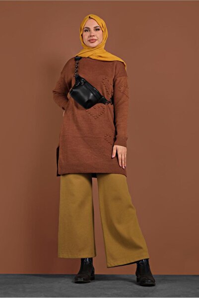 TRENDTESETTÜR Women's Orange (MUSTARD) Elastic Waist Wide Leg Trousers 7701