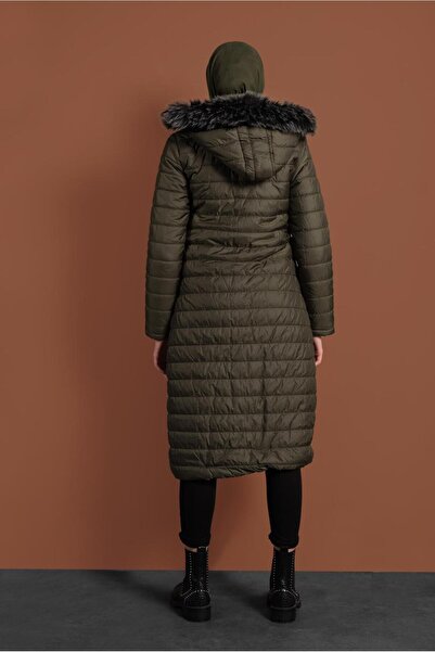 TRENDTESETTÜR Zipper Detailed Hooded Puffer Coat 1106