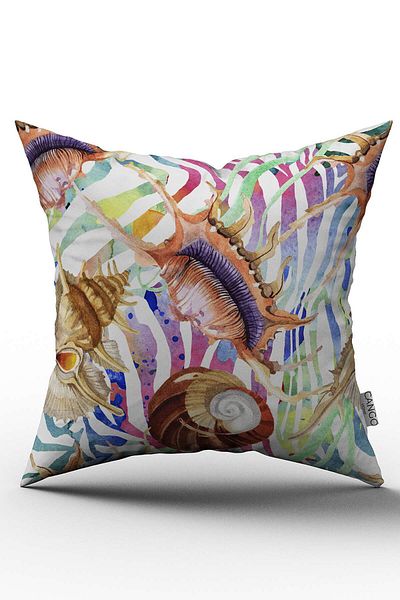 Cango Home Husă de pernă cu două fețe, albă, multicoloră, cu model marin, imprimată digitală - OTYK758-CT