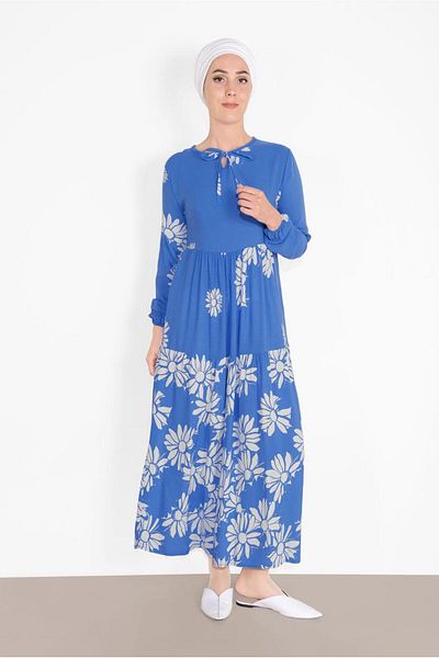 TRENDTESETTÜR Γυναικείο φόρεμα με μοτίβο λουλουδιών Navy Blue (INDIGO) 5130