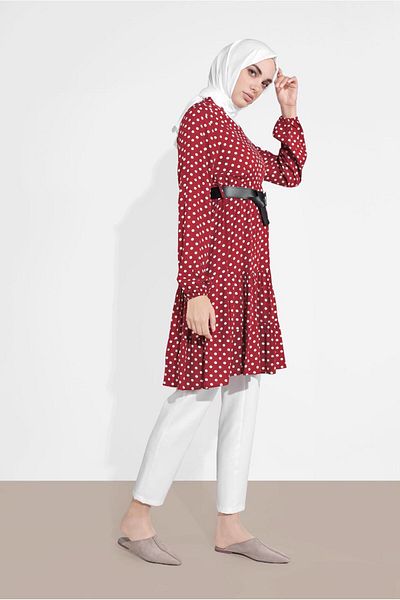 TRENDTESETTÜR Women's Red Polka Dot Tunic 1491