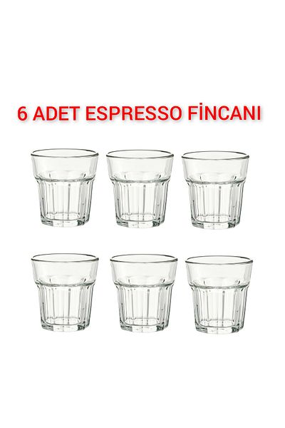 IKEA 7 cm Height 6 Pieces Espresso Glasses - Ikea Set Glass Glasses Clear Volume: 100 ml