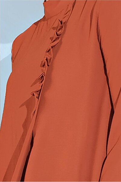 TRENDTESETTÜR Women's Brown (Tile) Judge Collar Asymmetrical Cut Tunic 3065