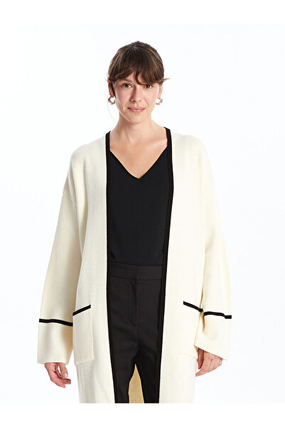 LC Waikiki Ecru Shawl Collar Women's Knitwear Cardigan - Classic Design