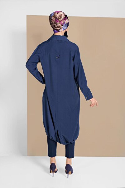 TRENDTESETTÜR Жіночий темно-синій (ІНДИГО) тренчкот з еластичним низом 1403