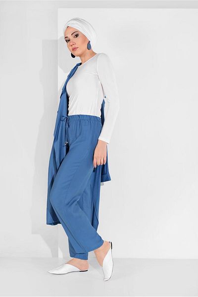 TRENDTESETTÜR Γυναικείο Navy Blue (INDIGO) Παντελόνι με ελαστική μέση 2775