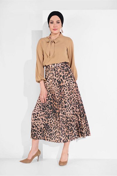 TRENDTESETTÜR WOMEN BEIGE (K.BEIGE) COLLAR LACE-UP TUNIC 1091