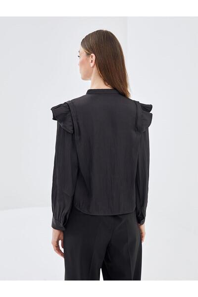 LC Waikiki LCW Modest  Bağlamalı Yaka Oversize Saten Kadın Bluz