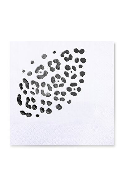 Story مناديل ورقية بيضاء اللون مقاس 33 × 33 سم، مزينة بنمط سفاري الفهد باللون...