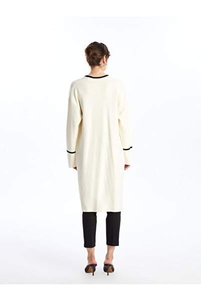 LC Waikiki Ecru Shawl Collar Women's Knitwear Cardigan - Classic Design