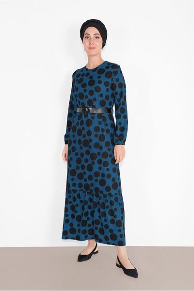 TRENDTESETTÜR Γυναικείο φόρεμα Navy Blue (INDIGO-MΑΥΡΟ) πουά 7030
