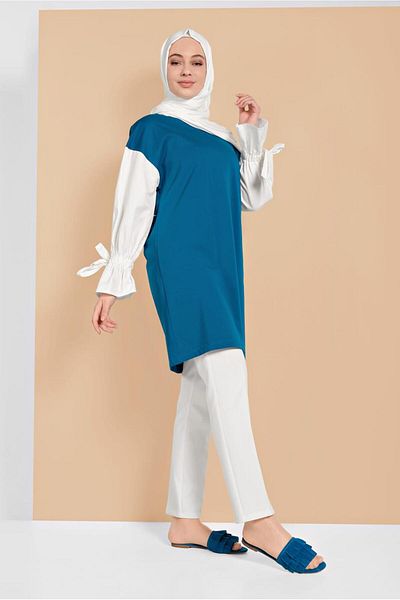 TRENDTESETTÜR Γυναικεία Μπλε (PETROL) Μανσέτες Lace Up Tunic 01815