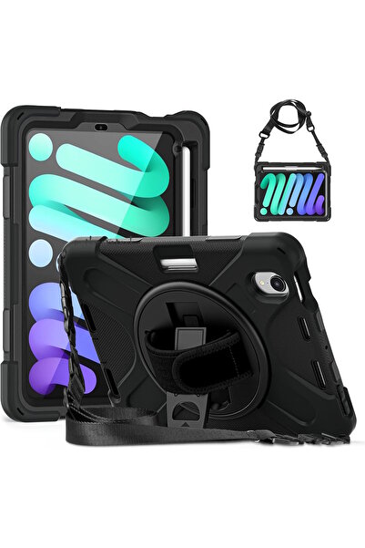 m.tk moveteck İpad Mini 7 Kılıf Kalem Bölmeli Şarj Yuvalı Askılı Standlı Zırh...