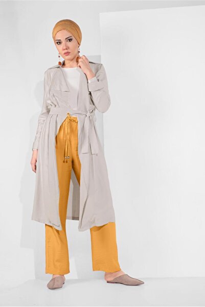 TRENDTESETTÜR Women's Yellow Elastic Waist Trousers 2775