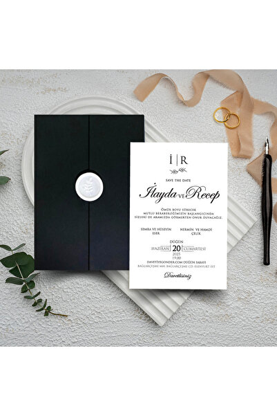 GNDR Mühürlü Siyah Zarflı Davetiye - Ms51117