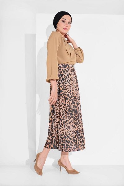 TRENDTESETTÜR WOMEN BEIGE (K.BEIGE) COLLAR LACE-UP TUNIC 1091
