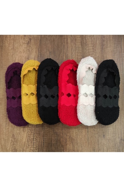 erceys Kadın Ev Çorabı Welsoft Babet Panduf 6 Çift Renkli