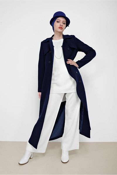 Alvina Lace-up Sleeves Knitwear Double Trousers Set - 42032