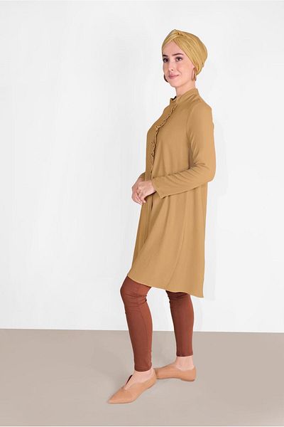 TRENDTESETTÜR Women's Orange (A.HARDAL) Judge Collar Asymmetric Cut Tunic 3065