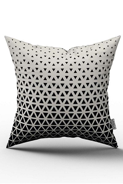 Cango Home Black Gray Decorative Geometric Patterned Digital Printed Throw Pillow Cover - Otyk703
