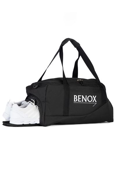 BENOX Geantă neagră elegantă pentru sport și călătorie cu compartiment pentru încălțăminte