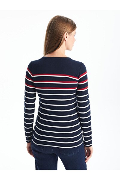 LC Waikiki Γυναικείο μπλουζάκι LCWAIKIKI Basic ριγέ με λαιμόκοψη (W4)