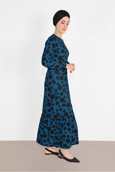 TRENDTESETTÜR Γυναικείο φόρεμα Navy Blue (INDIGO-MΑΥΡΟ) πουά 7030