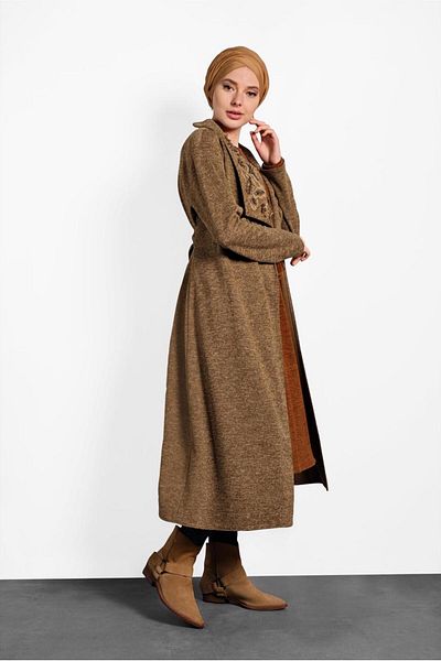TRENDTESETTÜR Γυναικείο Καφέ (CAMEL) Ζακέτα με ζακέτα με γιακά 40189
