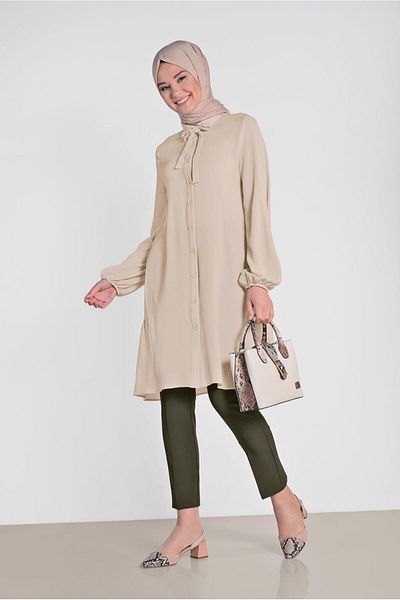 TRENDTESETTÜR Women's Ecru (VANILLA) Gathered Back Tunic 4851