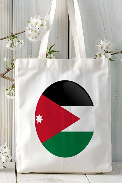 ART HEDİYE Model de geantă de umăr din pânză imprimată cu steagul lui Jordania