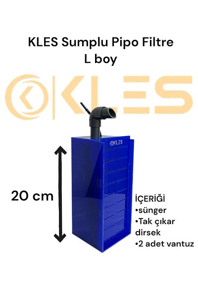 KLES Sumplu Pipe Filter - L Size Blue Aquarium Filter, Inner Filter, Pipe Sump, Hamburg Filter