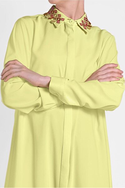 TRENDTESETTÜR Women's Yellow Collar Detailed Tunic 4387