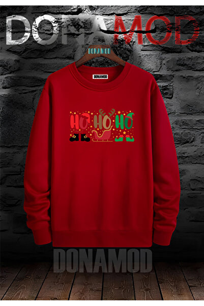 donamod 2025 عيد الميلاد الأحمر الصنوبر نمط طاقم الرقبة سانتا كلوز عيد الميلا...