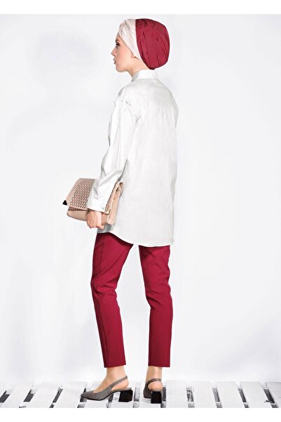 TRENDTESETTÜR Women's White Hidden Button Blouse 4231