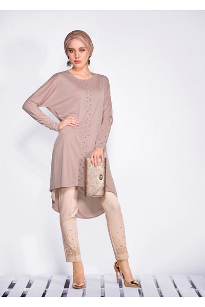 TRENDTESETTÜR Women's Powder Beaded Glitter Tunic 4078