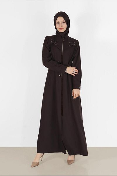Alvina EYE DETAILED WAIST TIE ZIPPERED COAT 10491
