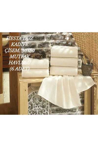 HMZ Velvet 30X50 6-Piece Kitchen Towels - Solid Color Çısem Textile