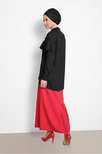 TRENDTESETTÜR Γυναικεία μπλούζα με λεπτομέρεια μαύρο βολάν 4917