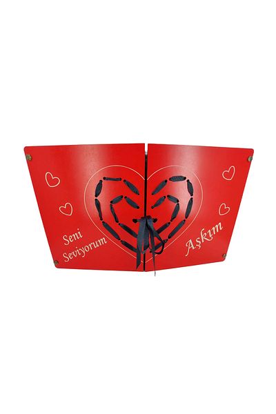 şamaksesuar Wooden Custom I Love You Chocolate and Flower Box Valentine's Day Gift