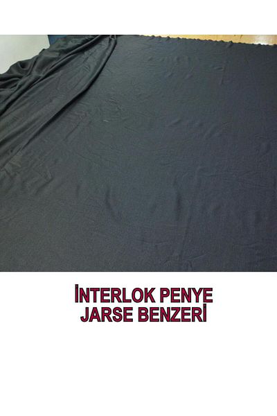 Kumaş Parça Μαύρο πλεκτό ζέρσεϊ Interlock - 150cm Πλάτος x 180cm Μήκος (Χτενισμένο Βαμβάκι)