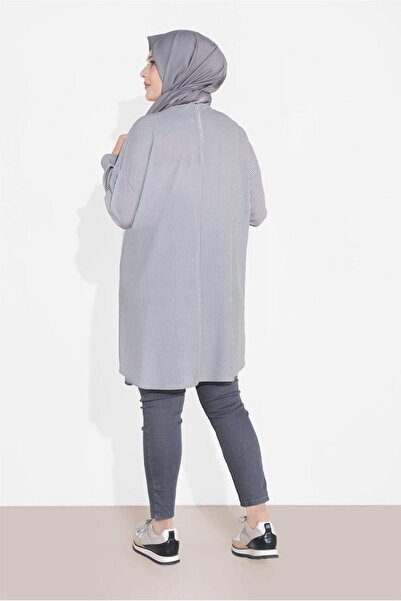 TRENDTESETTÜR Women's Gray Striped Tunic 2876