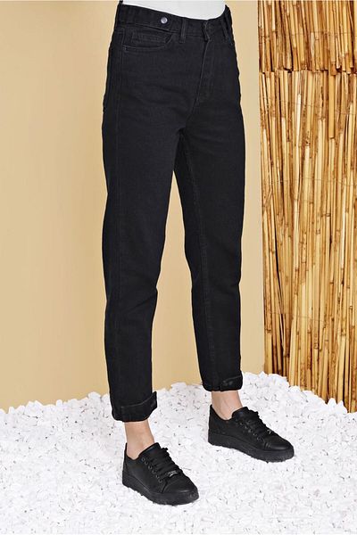 TRENDTESETTÜR Women's Black Ankle Detailed Denim Trousers 023