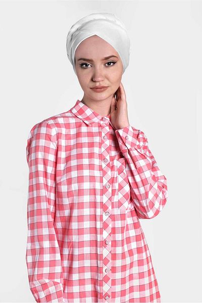 TRENDTESETTÜR Women's Coral Tunic - Checked Text Printed, Model 4308