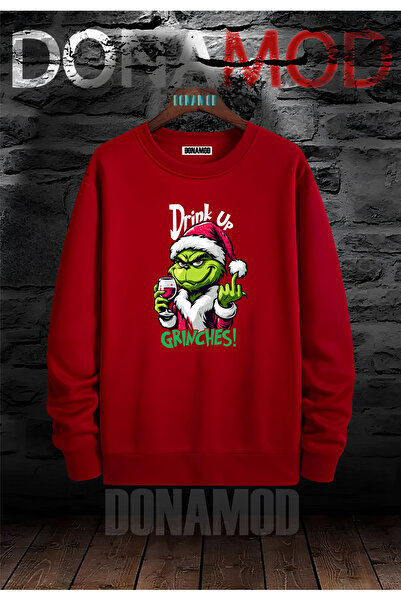 donamod 2025 عيد الميلاد الأحمر الصنوبر نمط طاقم الرقبة سانتا كلوز عيد الميلا...